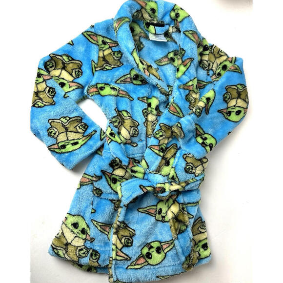 Star Wars Blue Grogu Boys Plush Blue Fleece Bathrobe 3T - Disney - Picture 4 of 4